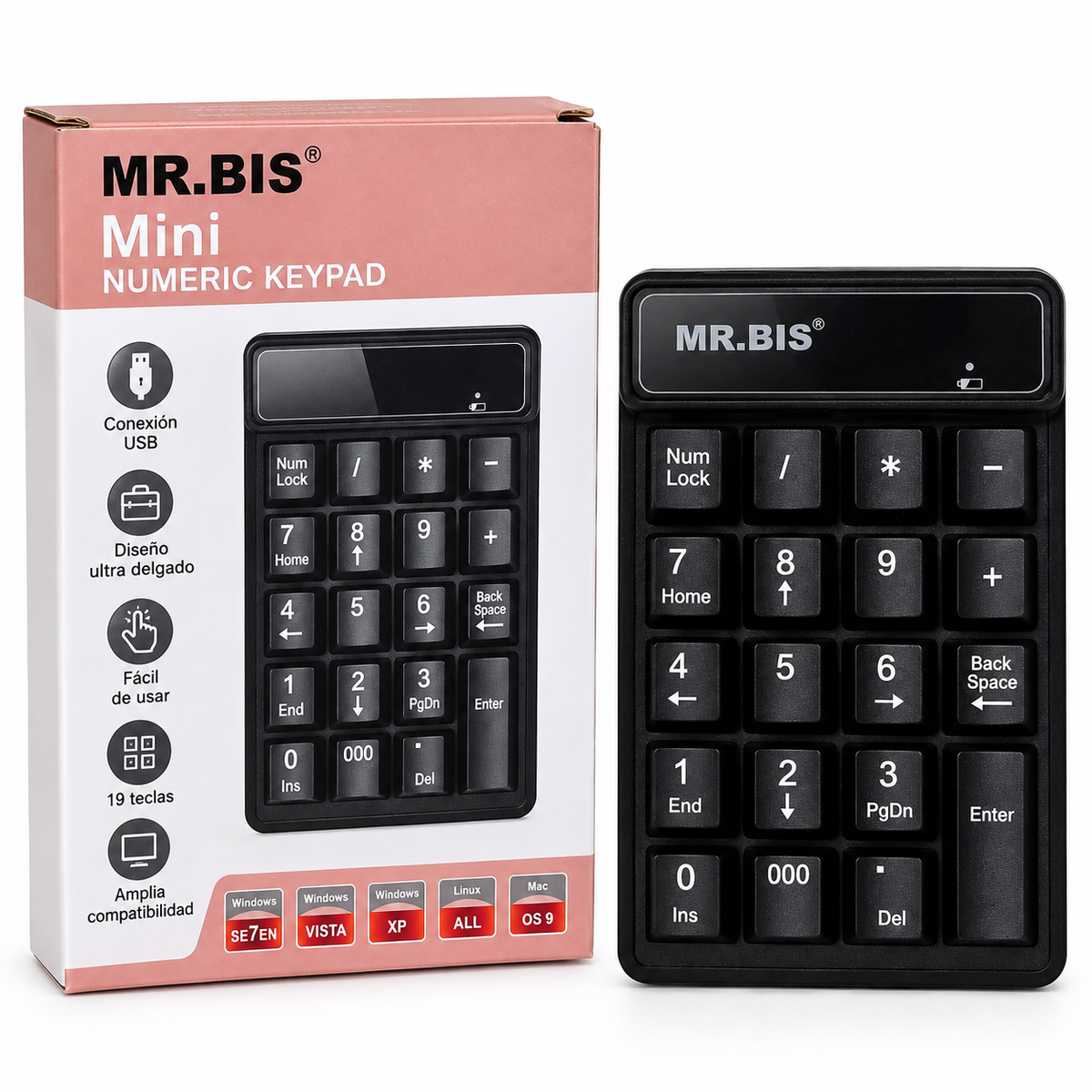 Mini Teclado Numérico USB de 19 Teclas