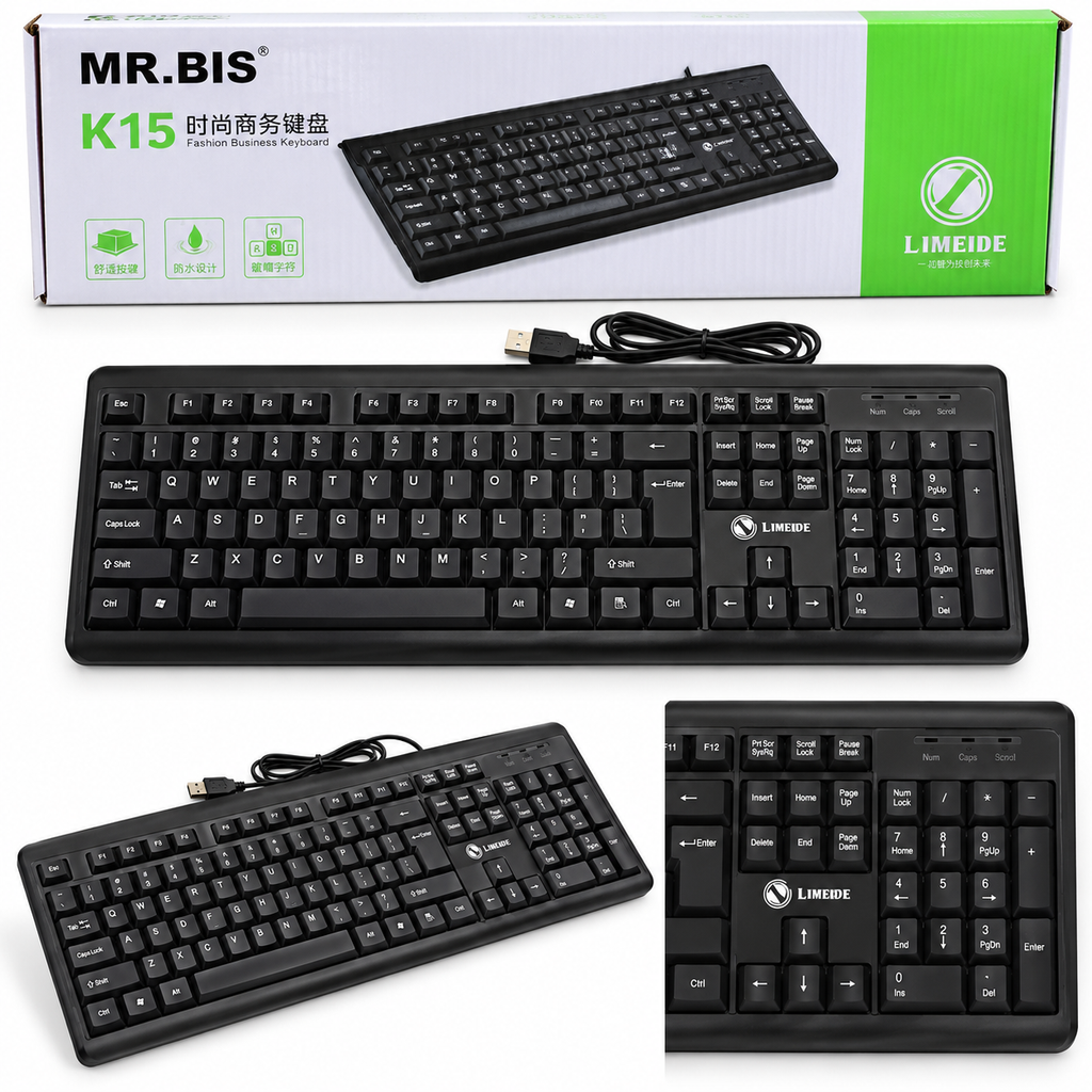 TECLADO USB K15 – TECLADO COMPLETO CON TECLADO NUMÉRICO