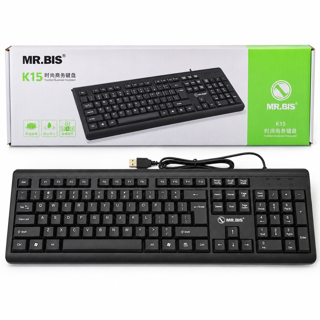 TECLADO USB K15 – TECLADO COMPLETO CON TECLADO NUMÉRICO