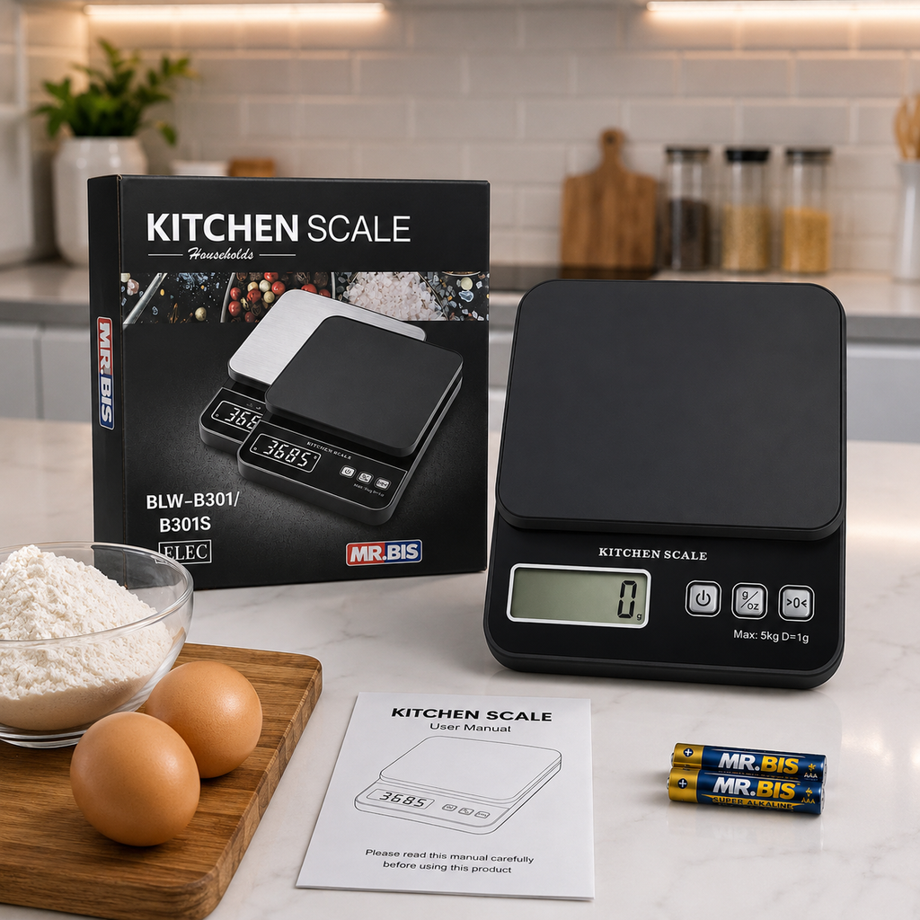 Balanza Digital de Cocina B301 5kg – Precisión 1g con Pantalla LCD