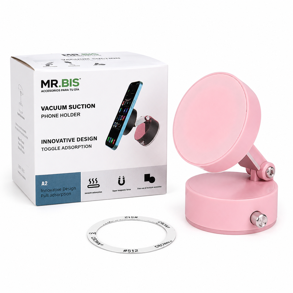 Soporte Magnético para Celular con Succión Rosado o Negro