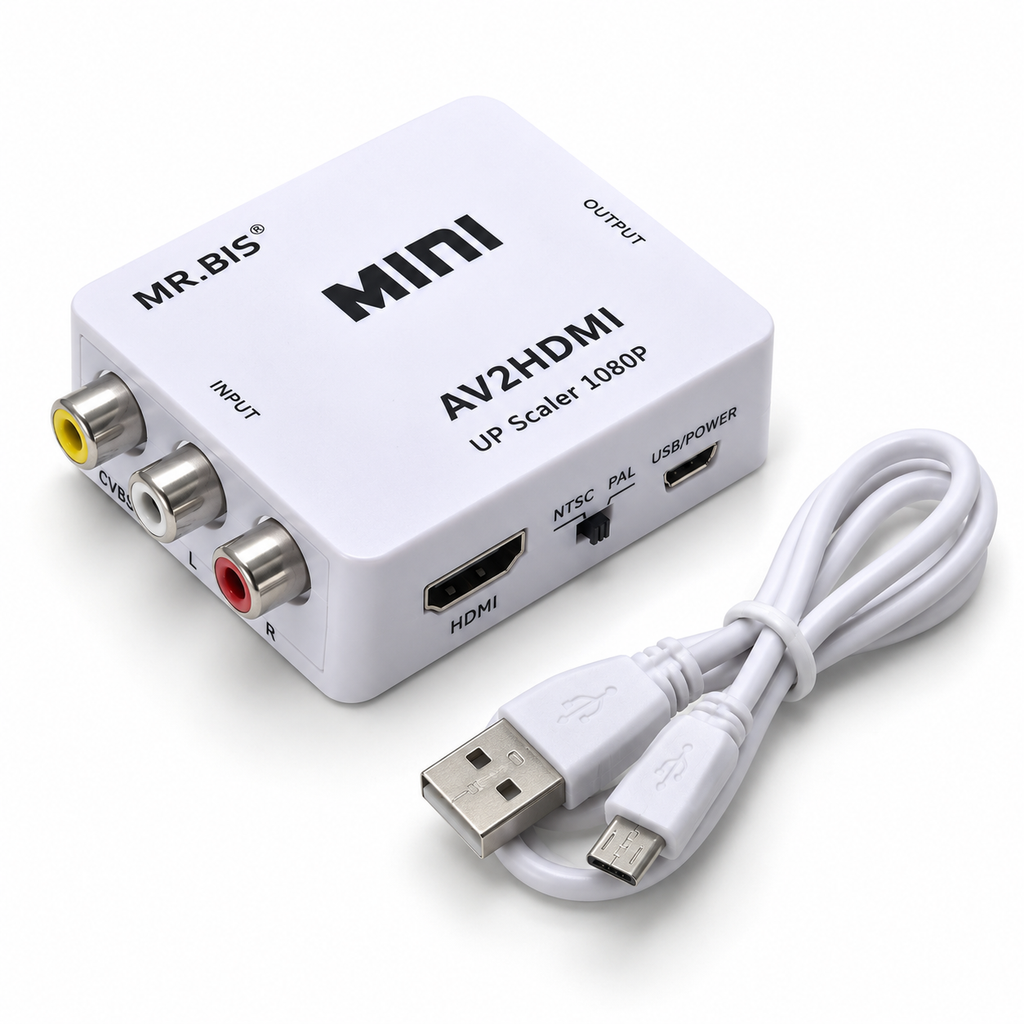 ADACTADOR RCA A HDMI - Mini Convertidor AV2HDMI – Upscaler 1080P