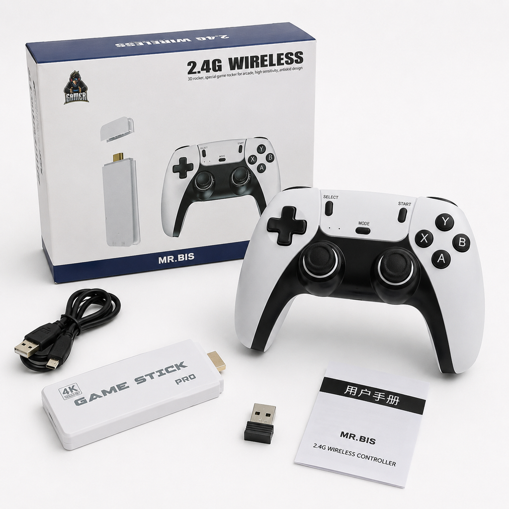 Game Stick Pro 4K con 2 Controles Inalámbricos 2.4G