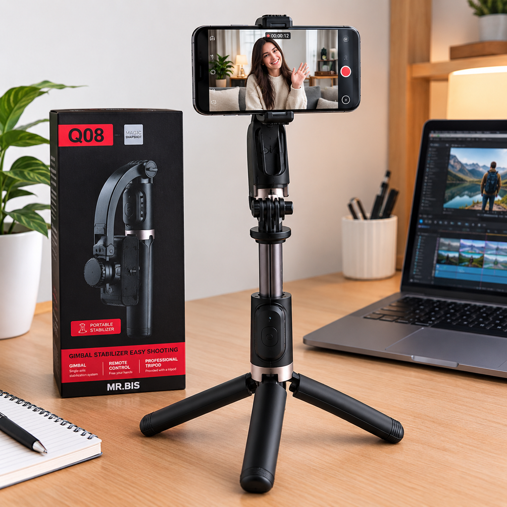 Estabilizador Gimbal Q08 para Celular con Trípode