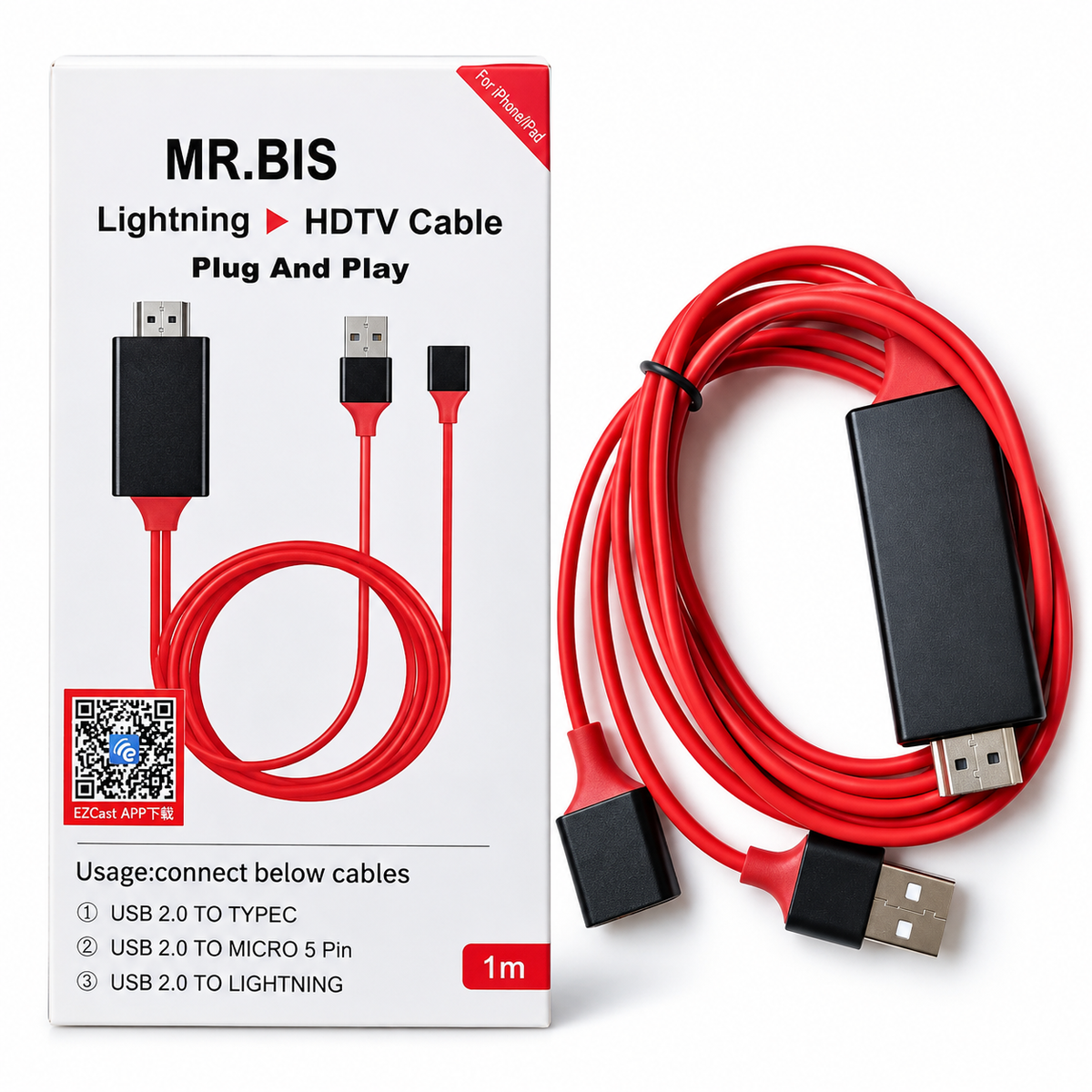 Cable Lightning a HDTV 1 Metro – Adaptador de Video HD