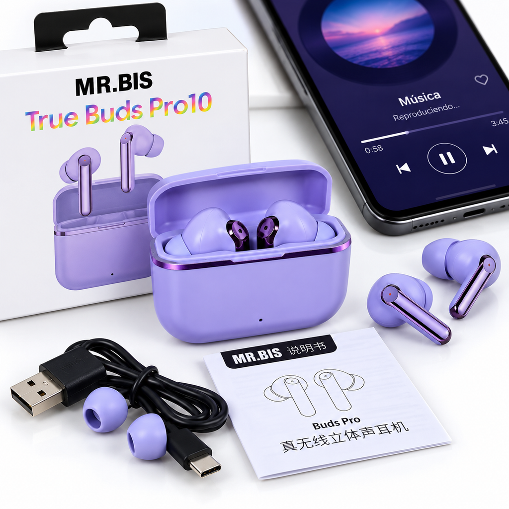 Audífonos Inalámbricos True Buds Pro – Color Morado
