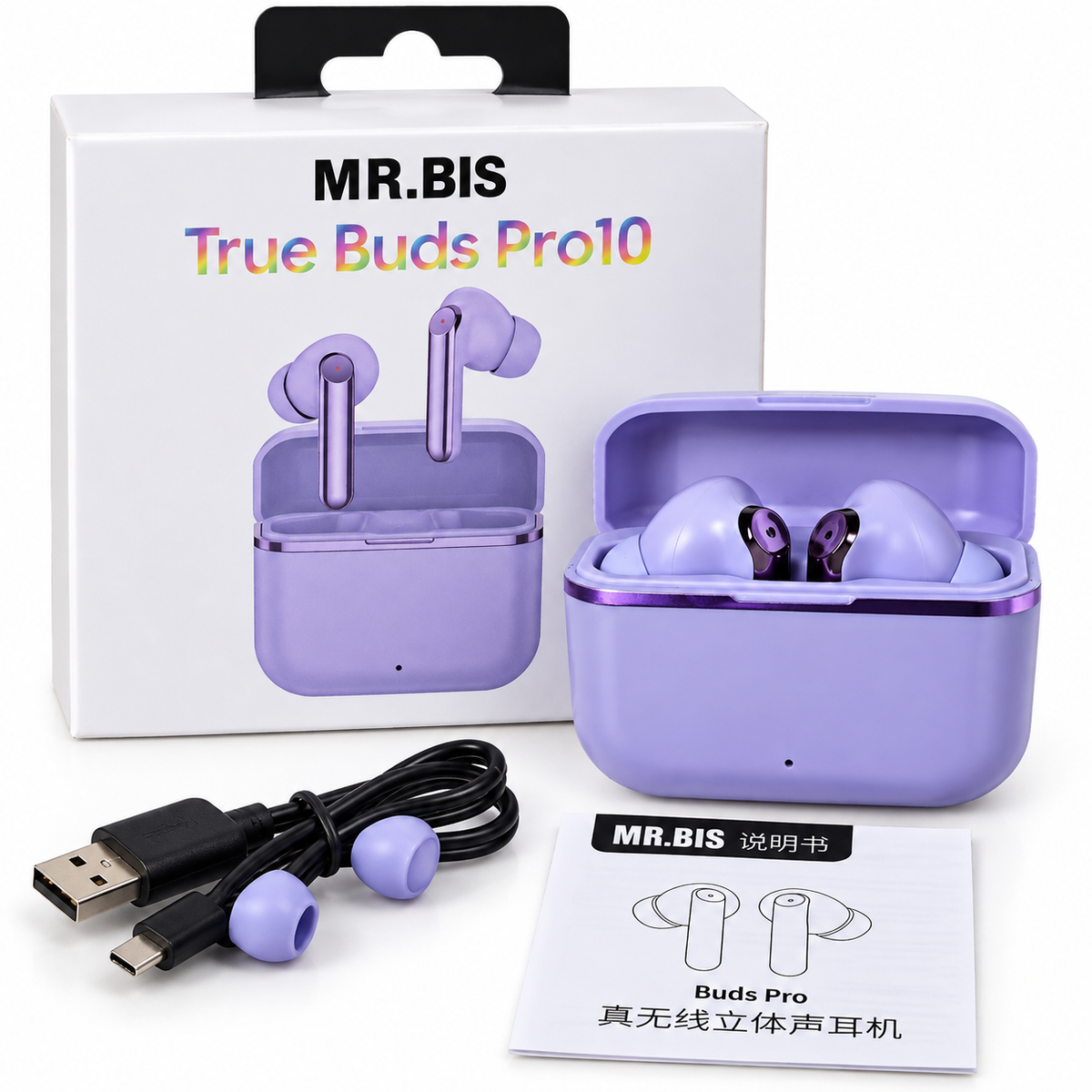 Audífonos Inalámbricos True Buds Pro – Color Morado