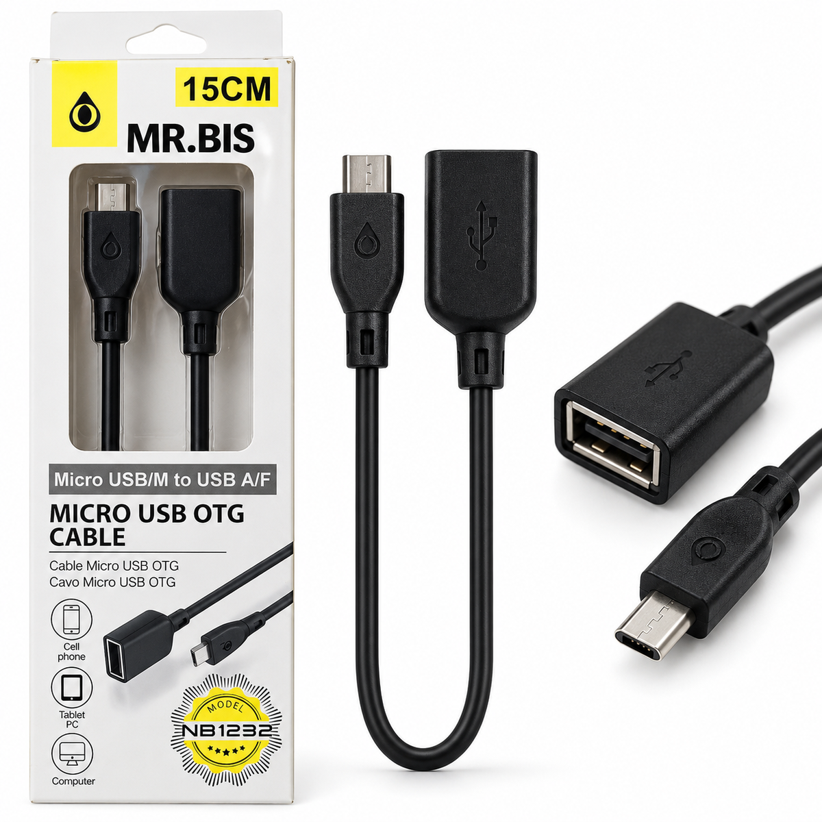 Cable Micro USB OTG 15CM – Micro USB a USB A hembra