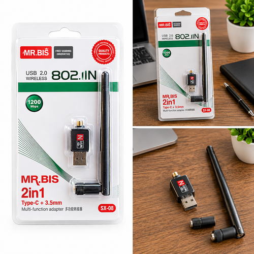 Adaptador WiFi USB 2.0 802.11N con Antena Externa